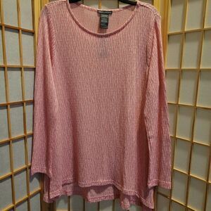 Chelsea & Theodore Womens Lightweight Soft Vented Pink/White Blouse Sz Large NWT